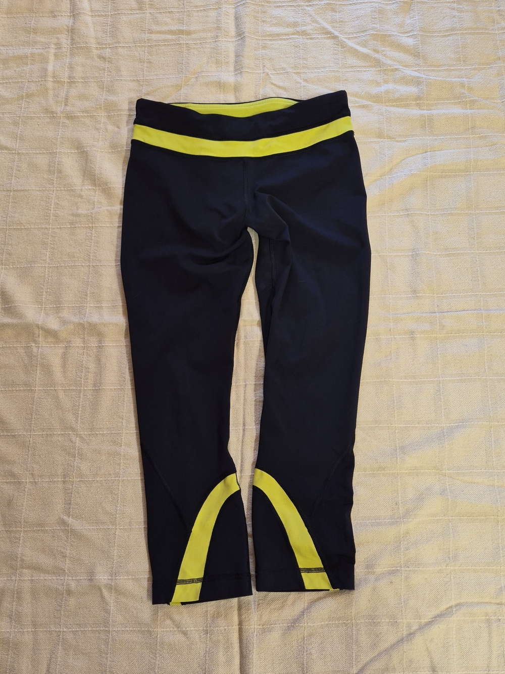 Lululemon Run Aspire Capris Black And Yellow Size Dot 6